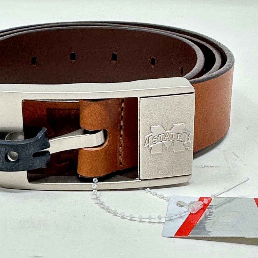 Mississippi State Bulldogs Mens Belt 40 Brown Leather MSU Embossed Logo College